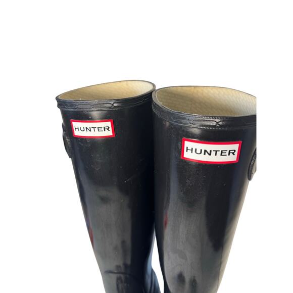 Hunter Rain Boots Women's Original Tall Black Glossy 6M/7F - Picture 6 of 9